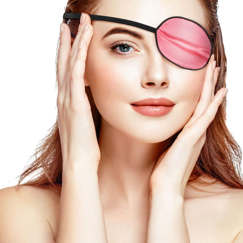 Skylety 3 Pieces Silk Eye Patch for Adult Women, Adjustable Lazy Single Eyepatch with Elastic Strap (Black, Champagne,