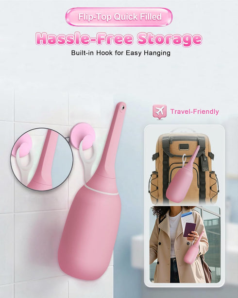 Zinu U Bottle-400ml Flip-Top Peri Leakproof Portable Bidet with Single-Hole Boost Technology, Easy-Fill Design & Hook