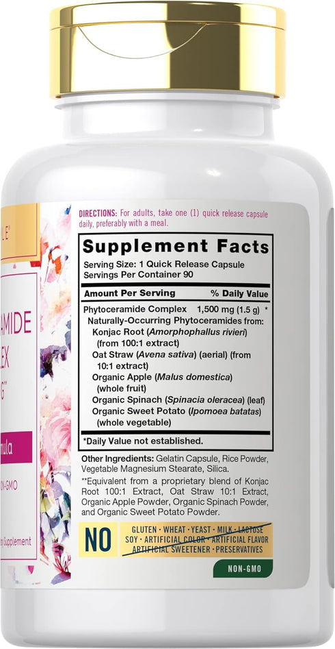 Carlyle Phytoceramide Supplement 1500mg | 90 Capsules | with Organic Sweet Potato | Beauty Formula Complex | Non-GMO and Gluten Free