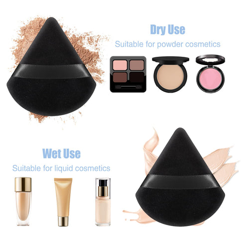 Pimoys 6 Pieces Powder Puff Face Makeup Puff, Soft Triangle Velour Cosmetic Sponge for Loose Powder and Contouring