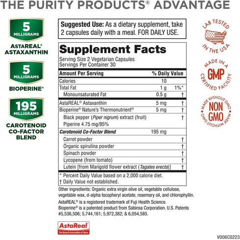 Purity Products AstaFX Plus - Astaxanthin Super Formula, 30 Day Supply for Healthy Skin and Endurance
