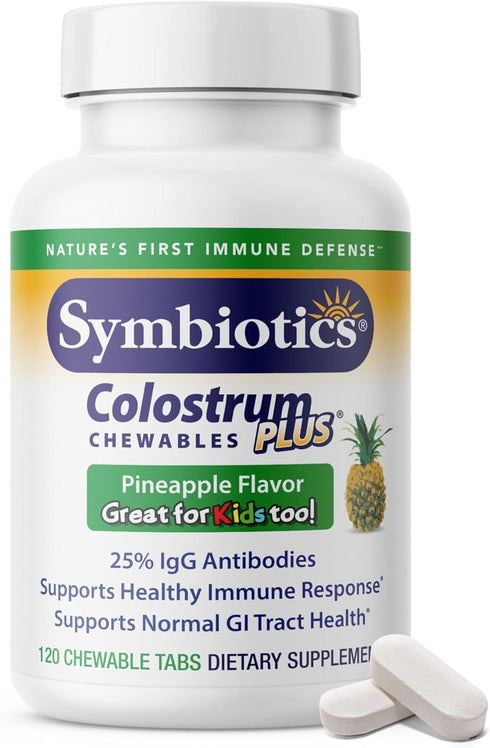 Symbiotics Naturade Colostrum Chewable Tablets Immune & Digestive Support with Lactoferrin, Gluten