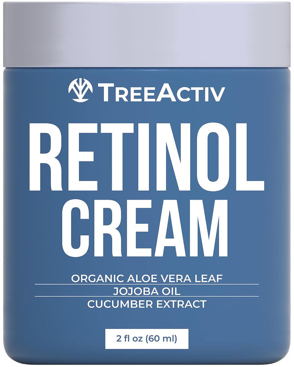 TreeActiv Retinol Cream, 2 oz, Gentle Moisturizer with Hyaluronic Acid, Anti Aging Spot Wrinkle Cream for Women and Men