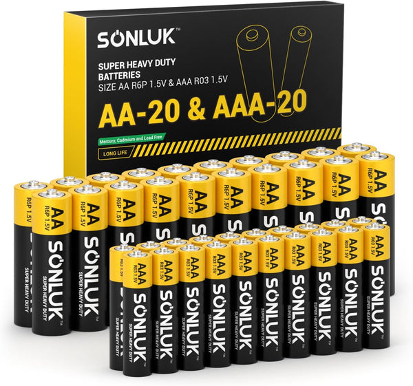 SONLUK AA Batteries 20 Pack & AAA Batteries 20 Pack Combo (40 Pack),
