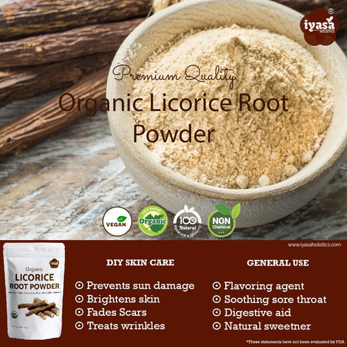 Organic Licorice Root Powder (Mulethi), Natural Expectorant for Making Candies and Baking, Resealable Pouch of 8 oz