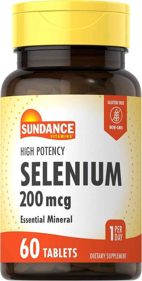 Selenium 200mcg - 60 Tablets, High Potency Formula, Vegetarian, Non-GMO, and Gluten Free Essential Mineral Supplement