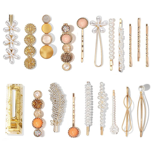 Mehayi 20 PCS Pearl Hair Clips Set, Fashion Korean Acrylic Resin Hair Barrettes, Decorative Party Wedding Accessories