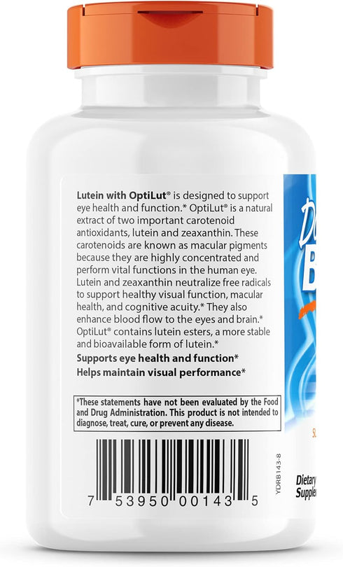 Doctor's Best Lutein 20 mg, Non-GMO, Vegan, Gluten Free, Soy Free, Eye Health, 120 Veggie Caps