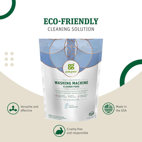 Grab Green Washing Machine and Dishwasher Cleaner Pods, Fragrance Free, 5 Cleaning Pods
