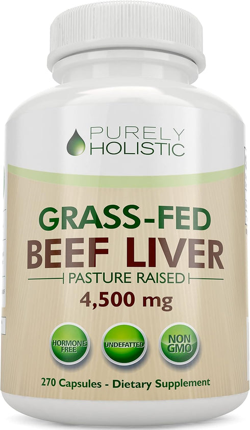 Grass Fed Beef Liver Capsules 4500mg - 270 Capsules, 750mg Each - Grassfed Desiccated Liver Supplement - Pasture Raised