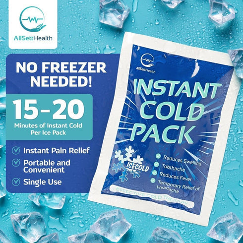 25 Packs Instant Ice Cold Pack, 6” x 4.5”, Disposable Instant Ice Packs for Injuries, Cold Compress for Pain Relief