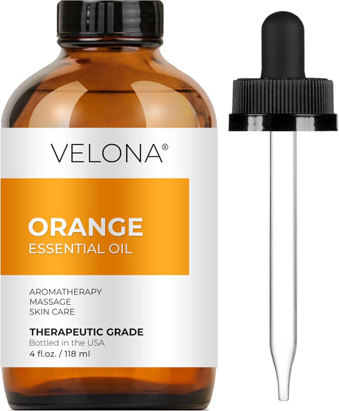 Velona Orange Essential Oil - 4 oz | 100% Pure Natural | for Aromatherapy, Massage, Skincare, Soapmaking
