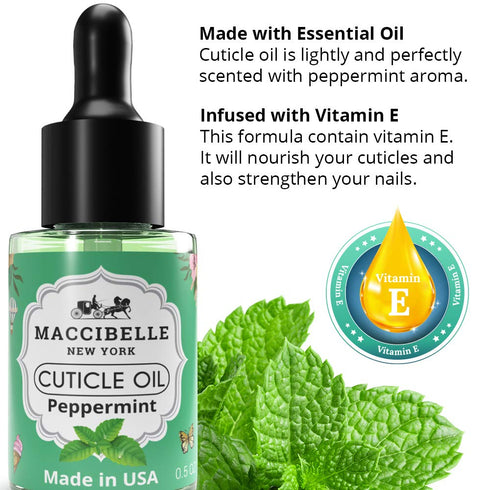 Maccibelle Cuticle Oil, 0.5 oz Heals Dry Cracked Cuticles, Peppermint