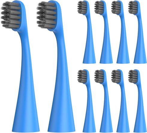 Replacement Toothbrush Heads 10 Pack Compatible with BURST Kids Electric Toothbrush, Soft Charcoal Bristles