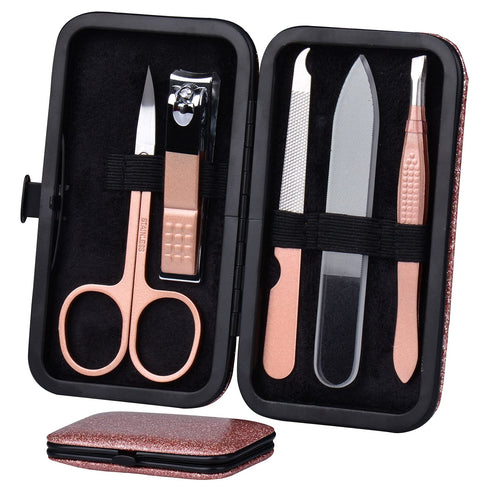 Manicure Set Nail Clippers Kit, 5 Pieces Stainless Steel Professional Grooming Tools for Men and Women