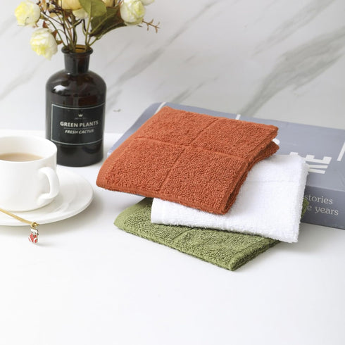 Glynniss 100% Cotton Dishcloths, Highly Absorbent Kitchen Dish Rags (11 x 11 Inches, 12 pcs, White)