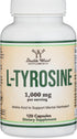 L-Tyrosine 1,000mg per Serving, 120 Veggie Capsules (Amino Acid Supplement for Memory, Attention, Focus) by Double Wood