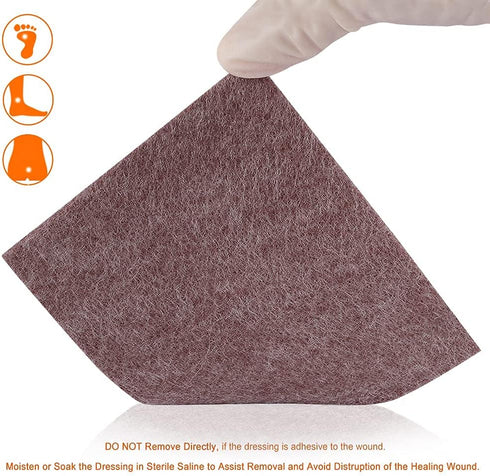 Silver Calcium Alginate Wound Dressing Pad, 4’’x5’’ High Absorbency Non-Stick Gauze for Pressure Ulcers, 5 Packs