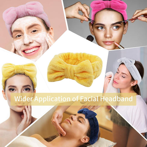 Ondder 8 Pack Spa Headbands, Makeup Bow Face Wash Bowknot Headbands for Washing Face, Fluffy Skincare