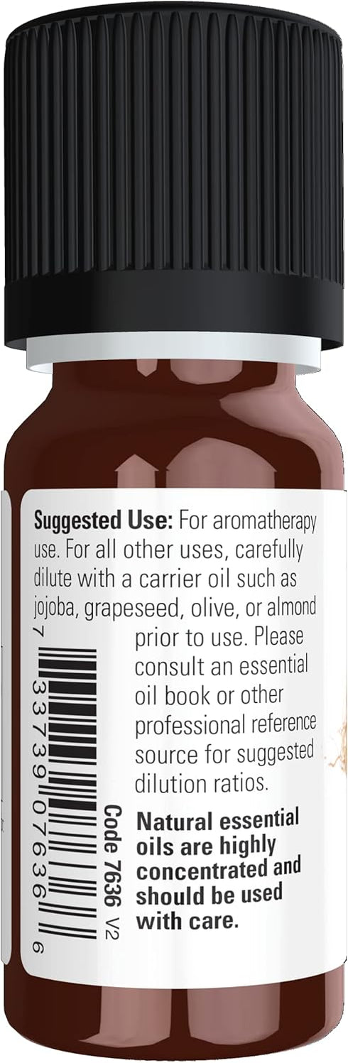 NOW Essential Oils Vetiver Oil, 100% Pure Woodsy Aromatherapy Scent, 10-mL, Child Resistant Cap