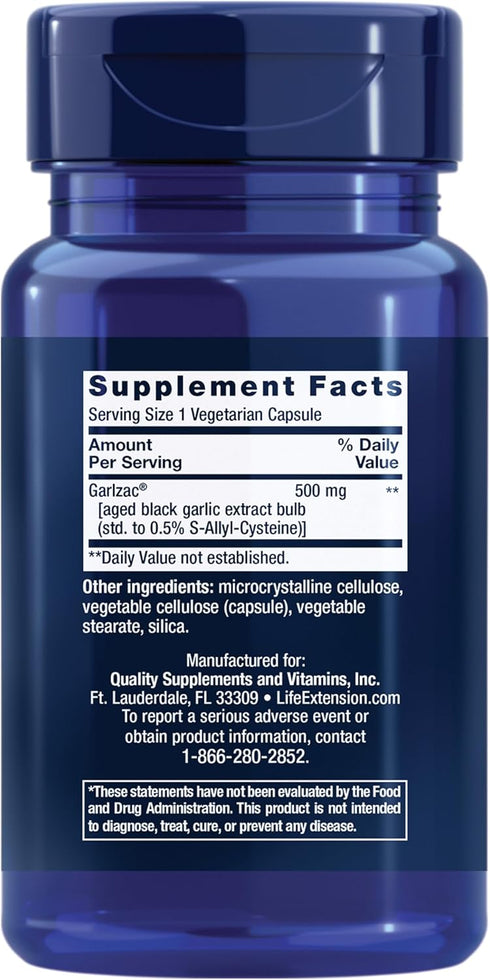 Life Extension Aged Black Garlic, Heart Health Support Supplement, Blood Pressure Health Support, Cholesterol Health Support, Once-Daily, Gluten Free, Vegetarian, Non-GMO, 30 Capsules
