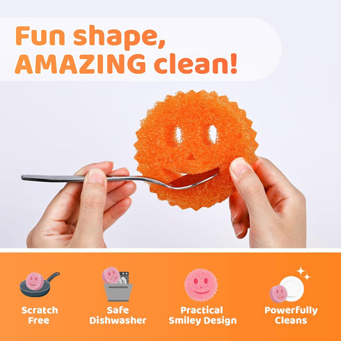 Treeroot 12 Colorful Smile Scrub Sponges, Temperature Controlled Dish Sponge, Bulk Kitchen Sponges for Cleaning, Multi