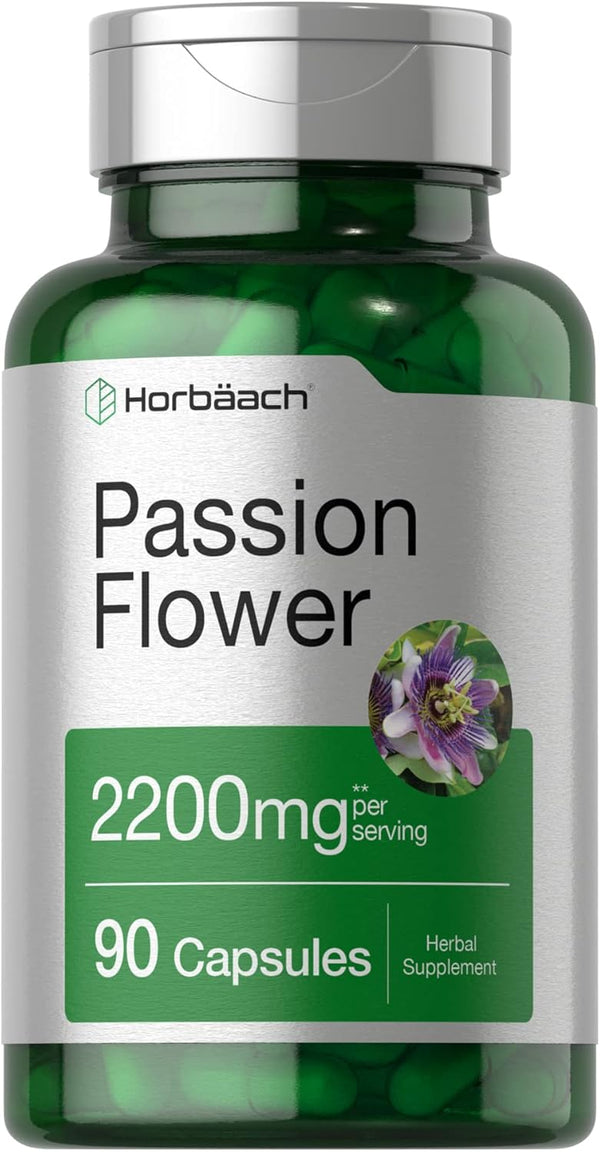 Passion Flower Capsules 2200mg - 90 Count Non-GMO & Gluten Free Extract Supplement by Horbaach