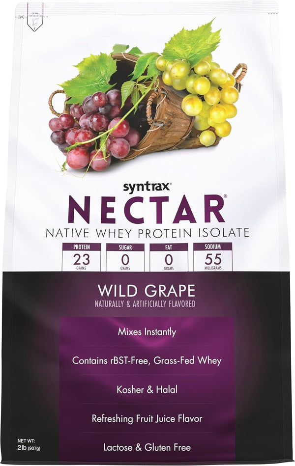 Syntrax Nutrition Nectar, 100% Whey Isolate Protein Powder, Wild Grape Flavor, 2 lbs