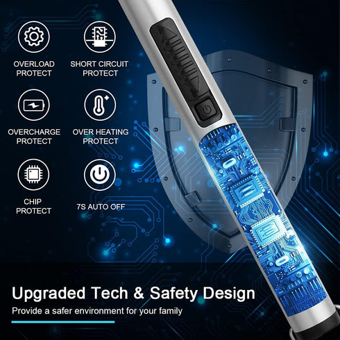 SUPRUS Electric Candle Lighter, USB Type C Rechargeable with Steel Shell & 360° Flexible Neck (Silver)