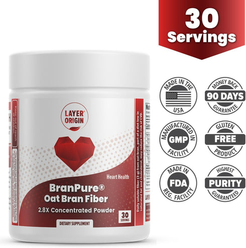 Layer Origin BranPure Heart Fiber, Super Concentrated Oat Bran - Reduce LDL-C and Forever Chemicals Like PFAS