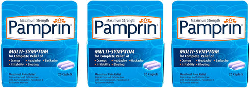 Pamprin Multi-Symptom Formula, Menstrual Relief, 20 Caplets (Pack of 3)