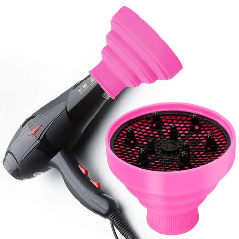 Universal Collapsible Hair Dryer Diffuser Attachment, Lightweight Foldable Tool for Most Blow Dryers - Pink