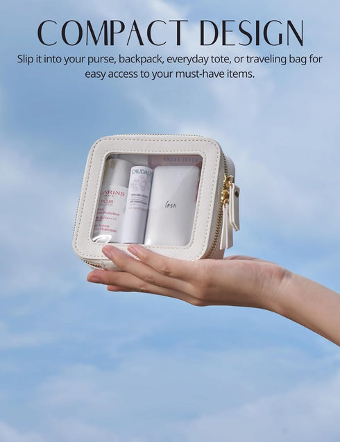 Small Clear Cosmetic Bag for Purse - Mini Makeup Bag for School, Waterproof Square Pouch with Zipper