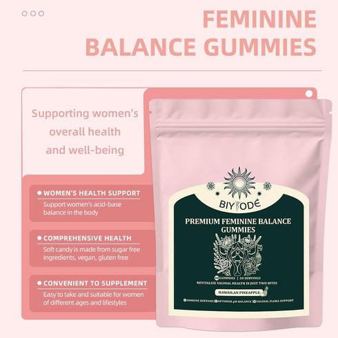 J-PRQ Gummies 60 Gummies Premium Feminine Balance for Women's Probiotic for Women, Hawaiian Pineapple Flavor, Supports