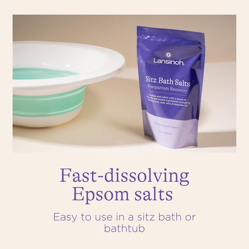 Lansinoh Sitz Bath Salts, Postpartum Essentials, 10 Ounce, Soothing Ingredients with Lavender Oil and Aloe Vera