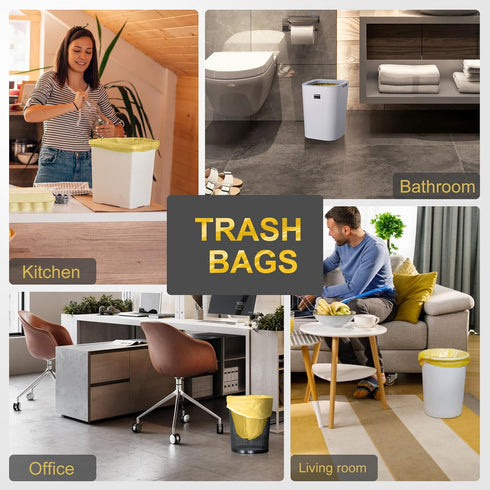 4-6 Gallon Small Gold Trash Bags, 100 Count Strong Golden Garbage Bags for Office Home Kitchen Waste Basket