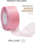 Pink Organza Ribbon for Gift Wrapping, FAKILO 2 Inch Shimmer Sheer Wrapping Ribbon for Bouquet, Wedding, Christmas Gift - 50 Yards Each Roll by FAKILO