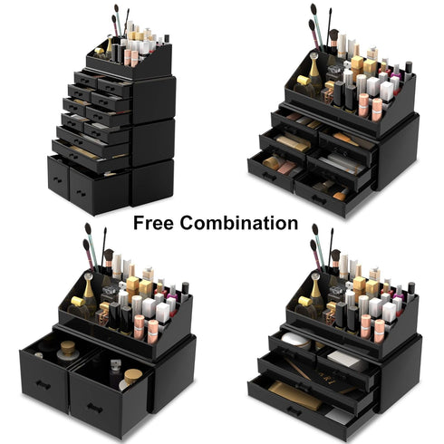 Readaeer Makeup Cosmetic Organizer with 12 Drawers, Storage Display Boxes Case (Black)
