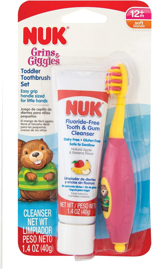 Vary,1 Set NUK Toddler Tooth and Gum Cleanser with Toothpaste, Colors May