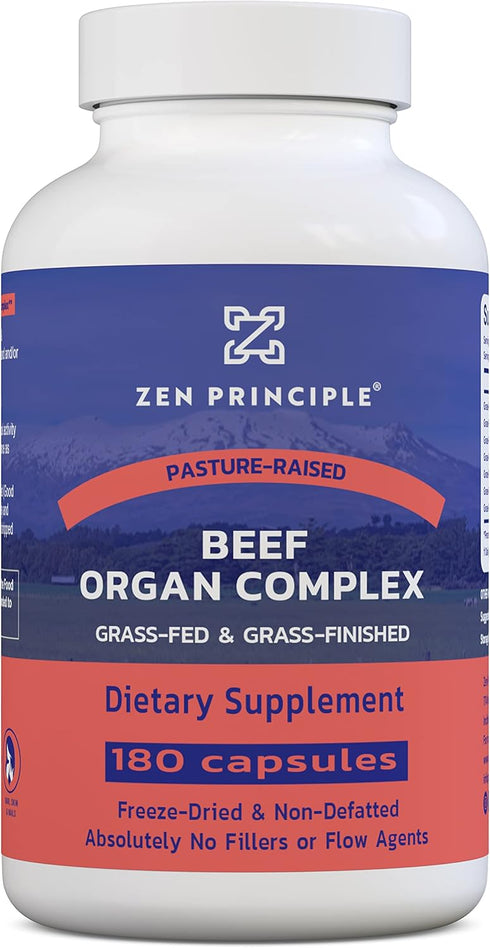 Zen Principle Grass Fed Beef Organs, Desiccated Liver, Heart, Kidney, Pancreas, Spleen, Tripe/Stomach Supplements