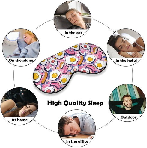 Sleep Mask,Fried Eggs Bacon Sausage Eye Masks with Adjustable Strap for Sleeping,Block Light Eye Sleep Shade Cover