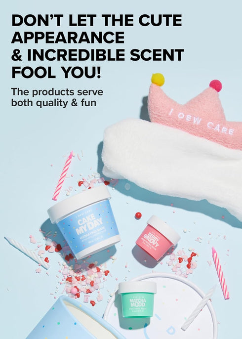 I DEW CARE Wash-off Masks with Headband Set - Scoop Party | Gift Set with Hyaluronic Acid, Skincare Essentials,