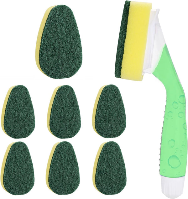 Dish Wand with 7 Pack Replacement Sponges, Long Lasting Dish Brush Pads for Kitchen Cleaning