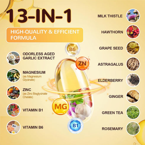 Immune Free,300 Totaria Liposomal Aged Garlic Extract Capsules - Odorless Aged Garlic with Magnesium,Zinc,Vitamin