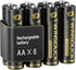 TWINSDUCK AA Rechargeable Batteries 8 Pack, 2800mAh Pre-Charged NiMH Batteries for Remotes, Clocks,