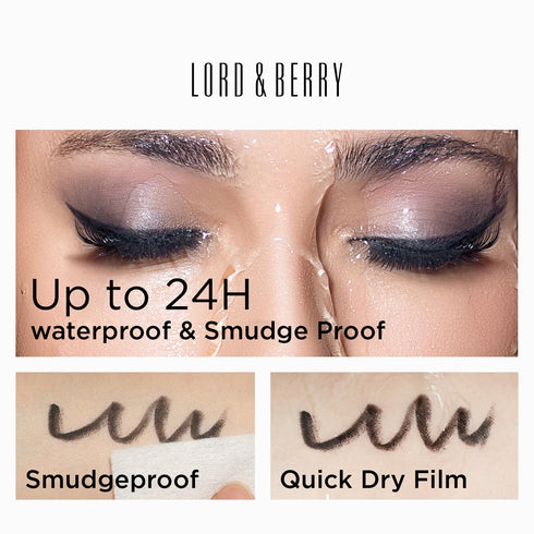 Lord & Berry SMUDGEPROOF Eye Liner - Soft & Creamy VEGAN Formula, Long Lasting Waterproof Pencil for Eye Makeup