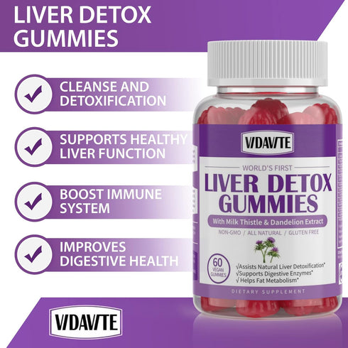 Liver Cleanse Detox & Repair Gummies — 1500mg Silymarin Milk Thistle Supplement with Artichoke, 60 Vegan Gummies