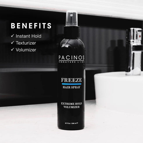 Pacinos Freeze Hair Spray - Extra Hold texture spray for All Hair Type - Professional Hair Setting & Finishing Spray for Maximum Volume