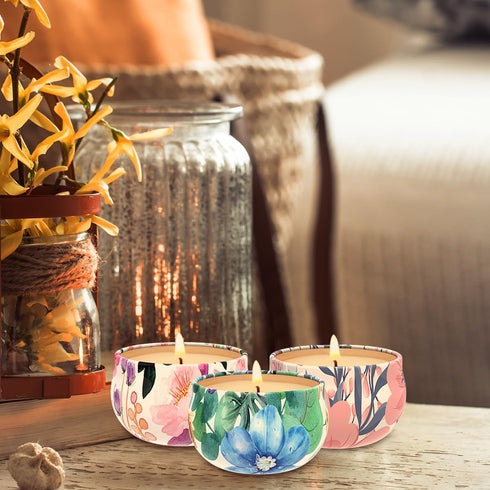 Sets 3, Scented Candles Gift of Stress Relief Candles for Home Scented, Natural Soy Wax Aromatherapy Candle, Burning