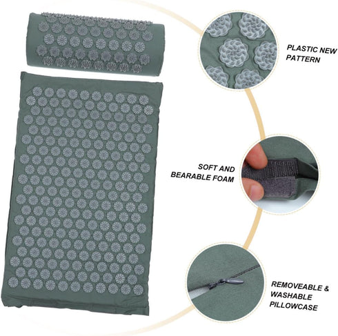 Set Acupoint Massage Pillow and Yoga Mat with Portable Bag, Shiatsu Acupressure Therapy Cushion for Relief